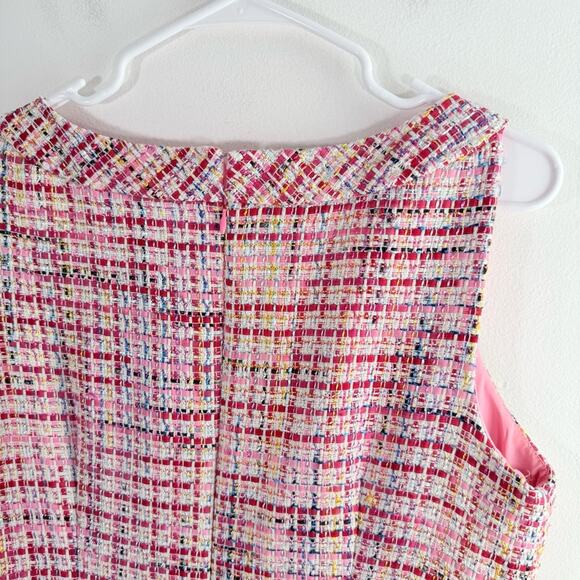 Talbots RSVP Pink Ribbon Tweed Gold Button Shift Dress 12 Petite - Picture 9 of 12